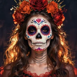 Illustration of a sugar skull day of the dead girl, art by mike deodato