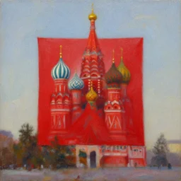 the red square in russia, realistic oil painting
