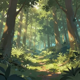 landscape, storybook illustration, visual novel, bokeh, cinematic, rtx, woodland, cinematic