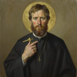gordon freeman as an orthodox saint, oil on canvas, 8 k, intricate, detailed, smooth,