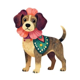 artbreeder flowerdog. serigraphy by award - winning designer, vector art, multicolor