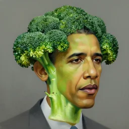 broccoli hairstyle for barack obama with a green face, impressionist painting, digital painting, artstation
