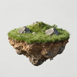 floating island out of dirt grass and rocks