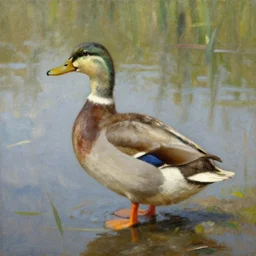 a duck on the prowl oil painting Eric Ravilious