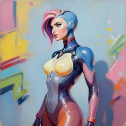 greg manchess portrait painting of female wearing a latex suit as overwatch character, medium shot, asymmetrical, profile picture, organic painting, sunny day, matte painting, bold shapes, hard edges, street art, trending on artstation, by huang guangjian and gil elvgren and sachin teng