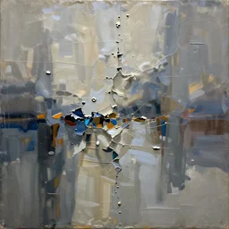 canvas with raises paint textures, splash of paint down center, abstract