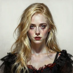 ultra realistic portrait painting of elle fanning in bloodborne, art by frank frazetta, 4 k, ultra realistic, highly detailed, epic lighting