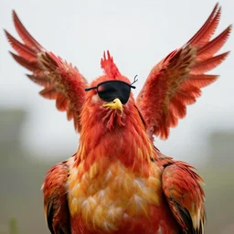 a phoenix wearing an eyepatch