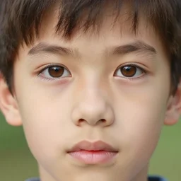 a closeup portrait of a boy with brown hair and brown eyes. Extremely clear and high quality eyes with reflection, realistic face and details, clear lips and high quality