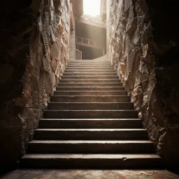 stairs from hell to heaven, 8 k, octane render, unreal engine, intricate detail, volumetric lighting, photo real