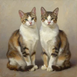 δυο γατες, oil painting