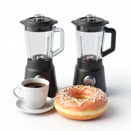 A super detailed 3D render of a donut beside a hot cup of coffee, blender, unreal engine, trending on artstation
