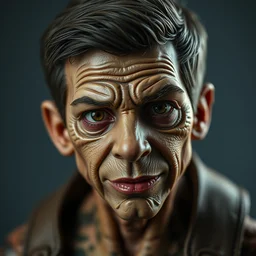 photo taken of an epic intricate, ultra detailed, super realistic gritty, exquisitely weathered animatronic pete buttigieg, creature created by weta workshop, portrait, photorealistic, sharp focus, f 1. 4