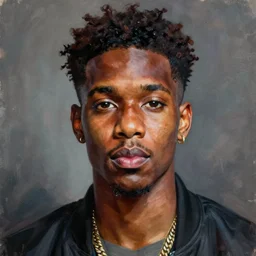 portrait painting of rapper kid ink deonte watskoni