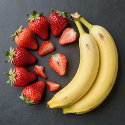 a hybrid of strawberry and banana trending on unsplash overhead view intricate 3 2 k 1 6 k