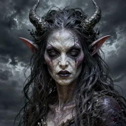 a close up portrait of a creepy grotesque sea witch with dark turbulent skies, highly detailed, d & d, fantasy, highly detailed, digital painting, trending on artstation, concept art, sharp focus, illustration, global illumination, shaded, art by artgerm and greg rutkowski and fuji choko and viktoria gavrilenko and hoang lap h 7 6 8