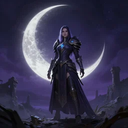 moon mage, fantasy apocalypse, only one character, digital art, 4 k, mmo