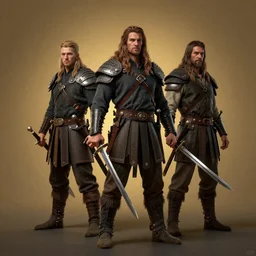 a beautiful ultradetailed fine art old vintage wild warrior with swords, by tom bagshaw and zach sutton, vignette, 3 5 mm lens, golden ratio composition, studio photography, very detailed, humanoids, artstation, 8 k, highly coherent