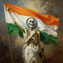 a cinematic dramatic painting of death of indian flag, oil on canvas, by frederic edwin church, by abraham pether, by greg rutkowski, trending on artstation, featured on pixiv, baroque rococo color scheme, masterpiece, dramatic composition, brilliant lighting, highly detailed, hd, 8 k