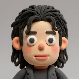 michael jackson!!!big face close up color clay head of michael jackson as claymation puppet character from shiny kids clay,  soft light , 4k clay character illustration by guldies
