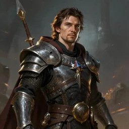 A fantasy comic book style portrait painting of Christian Bale as a cleric paladin, unreal 5, DAZ, hyperrealistic, octane render, RPG portrait, dynamic lighting