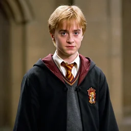 film still Haley Joel Osment as Draco Malfoy wearing hogwarts uniform in Harry Potter movie
