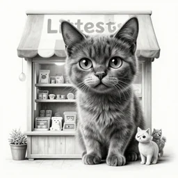 littlest pet shop cat charcoal drawing highly detailed render
