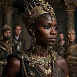african warrior queen, detailed portrait, intricate complexity, by greg rutkowski, artgerm, ross tran, conrad roset, takato yomamoto, ilya kuvshinov. 4 k, beautiful, cinematic dramatic atmosphere