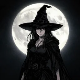 portrait, silhouette of a witch in front of the full big moon, book cover, dramatic lighting, cinematic, establishing shot, extremly high detail, foto realistic, cinematic lighting, pen and ink, intricate line drawings, by Yoshitaka Amano, Ruan Jia, Kentaro Miura, Artgerm, post processed, concept art, artstation, matte painting, style by eddie mendoza, raphael lacoste, alex ross