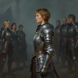 side profile painting by hsiao ron cheng and thomas blackshear, of imogen poots in gloomhaven paladin armor, 5 4 k rtx hdr volumetric lighting matte painting, by artgerm, lawren harris, eve ventrue, magali villeneuve, jeremy lipkin, rob rey, christophe vacher