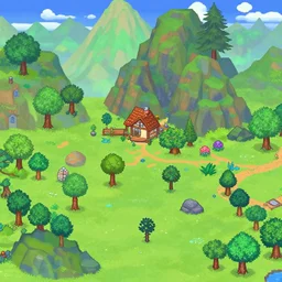a stunning landscape, made in maplestory style