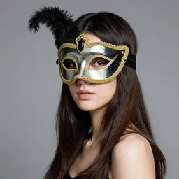 portrait of beautiful girl wearing balenciaga venetian mask