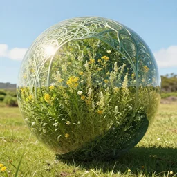 sunlight study, wildflower undergrowth within the orb, art nouveau, by jan davidz de heem and ( ( ( ( ( lisa frank ) ) ) ) ), 8 k, sharp focus, octane render, kauai