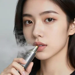 face close - up photo of the beautiful girl with vaping towards the camera, sigma 8 5 / 1, 4 dg, ultra - hd, hcl, one point lighting, volumetric lighting, studio lightning