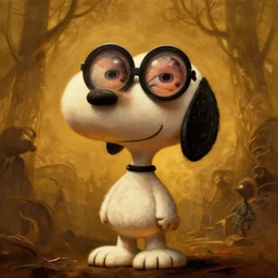 epic professional digital art of hungry eyes snoopy, golden moody atmospheric lighting, intricate, painted, foreboding, detailed, by leesha hannigan, ayne haag, reyna rochin, ignacio fernandez rios, mark ryden, iris van herpen, artstation, cgsociety, epic, stunning, gorgeous, much wow, cinematic, masterpiece.