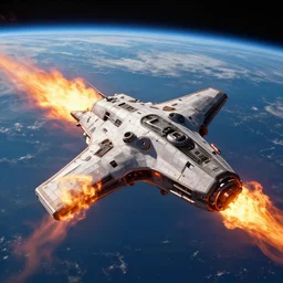 Spaceship entering Earth Atmosphere, Fireball, trending on artstation, artstationHD, artstationHQ, unreal engine, 4k, 8k