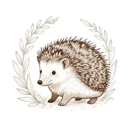 hedgehog wedding plant modern flat design style illustration with line elements art nouveau