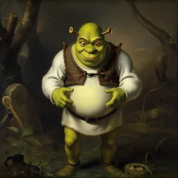 shrek, in the swamp, at the birth of the universe, spotlight, by annibale carracci, artstation
