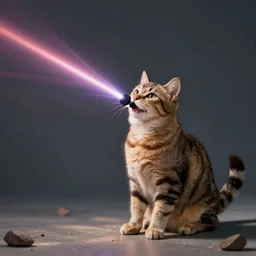 a cat preparing to fire a laser from its'mouth