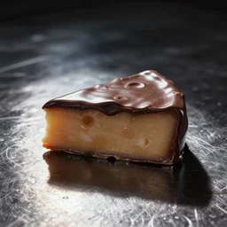 chocolate glaze cheese on metallic floor