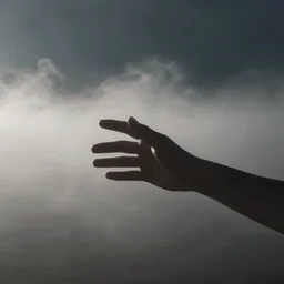 hand with long fingers reaching out of thick fog, zdzislaw beksinski