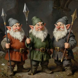 Realistic, portrait, three Dwarf Brothers, dungeons and Dragons, medieval painting