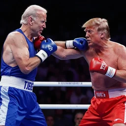 joe biden punching donald trump in a boxing match
