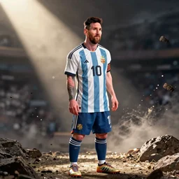 Lionel Messi as legendary super Saiyan, as photograph