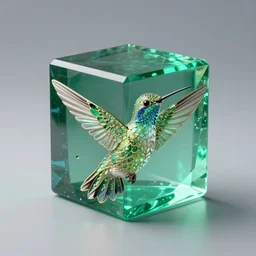 symmetry!! hummingbird goddess, solid cube of light, hard edges, product render retro emerald - futuristic poster scifi, beautiful hummingbird, intricate, elegant, highly detailed, digital painting, art