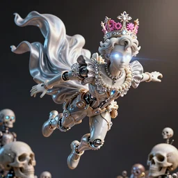 full-body rococo and cyberpunk style porcelain and quartz statue of a young attractive Brasileiro android novinho gostoso e dotado falling from the sky, glowing white laser eyes, prince crown of pink gears, diamonds, swirling silver-colored silk fabric. futuristic elements. full-length view. space robots. human skulls. intricate artwork by caravaggio. Trending on artstation, octane render, cinematic lighting from the right, hyper realism, octane render, 8k, depth of field, 3D