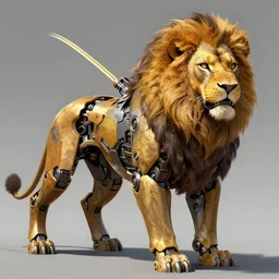 concept art of robotic lion, hyper realistic, detailed, vibrant color, digital art,