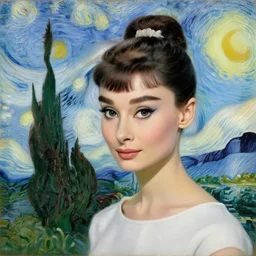 a painting of audrey hepburn by vincent van gogh
