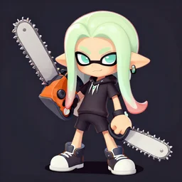 Splatoon squid holding a chainsaw