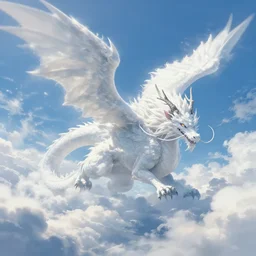 captivating, memorable, a ultradetailed beautiful photo of enormous white sky dragon made of clouds, view from below, wide, by conrad roset, greg rutkowski and makoto shinkai trending on artstation